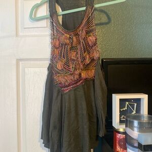 Greenish grey and multi colored racerback tank top!